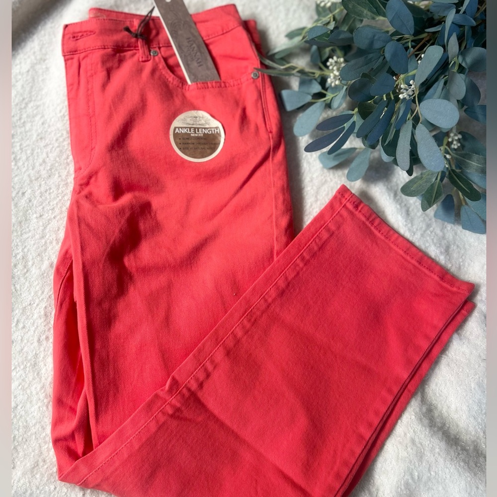 New NWT Hannah size 12 pants jeans coral orange ankle stretch